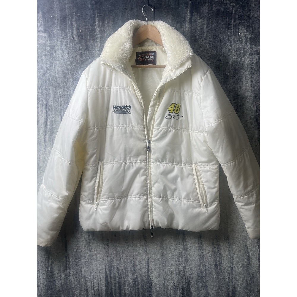 NASCAR Jimmie Johnson 48 Ivory Womens 2XL Puffer Jacket